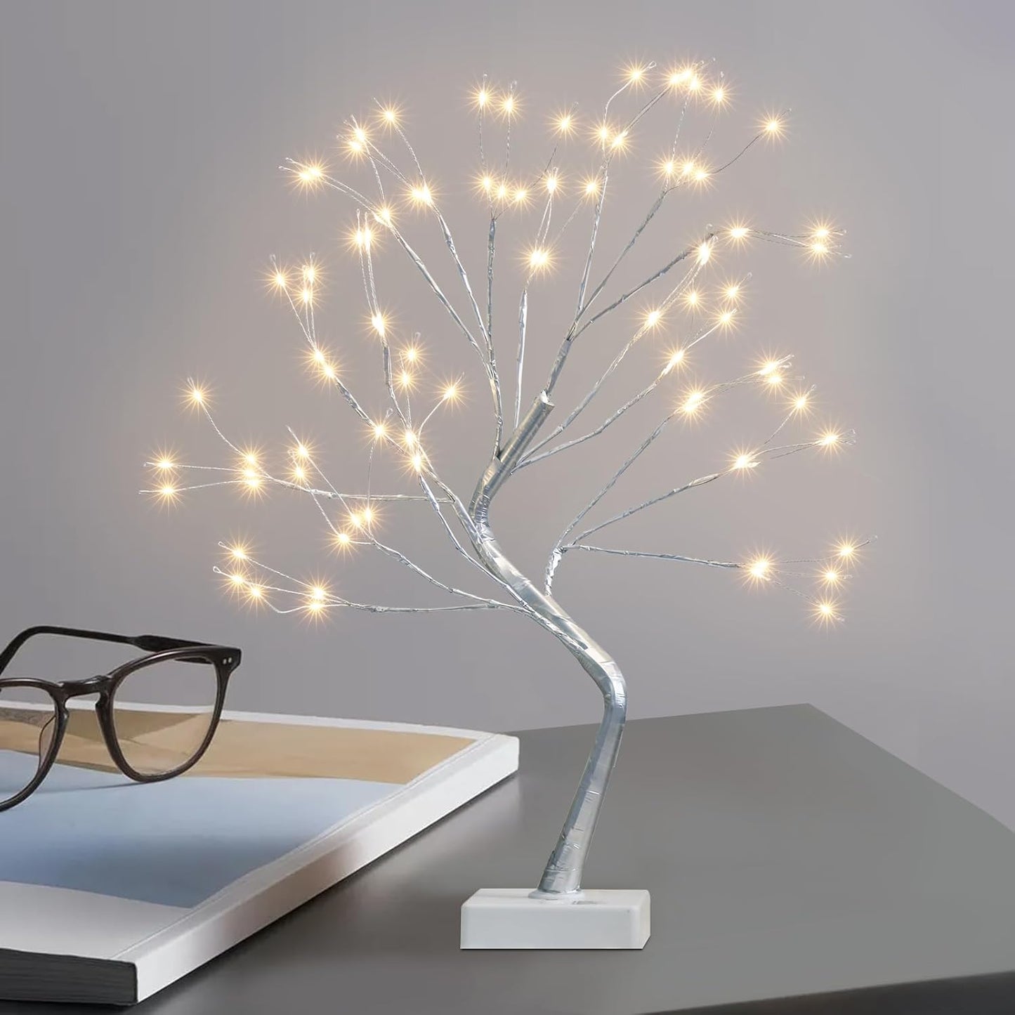 EAMBRITE Fairy Light Spirit Tree, 108 Led Lighted Birch Tree, 8 Modes Lighted Trees for Decoration Inside, USB & Battery Christmas Tree for Home Bedroom Desktop Indoor Xmas Decorations (Sliver)