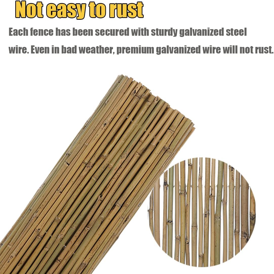 4Ft High x 6 Ft Long x 0.7In D Bamboo Screen, Natural Bamboo Fence Rolls, Eco-Friendly Fencing for Outdoor Balcony Patio Garden Border Pool
