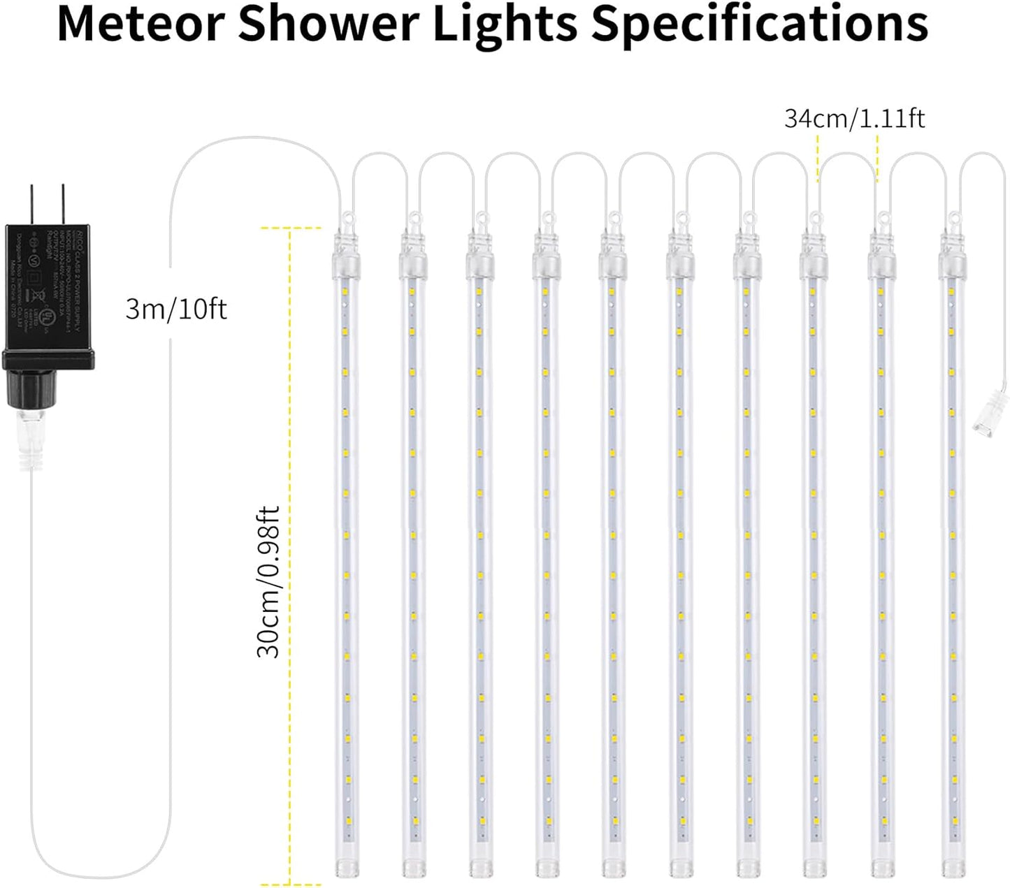 【2 Pack】 Christmas Lights Meteor Shower Rain Lights 12inch, Totally 20 Tube 480 LEDs Icicle Lights Outdoor Raindrop Lights for Xmas Halloween Wedding Party Tree Holiday Decoration, Pink