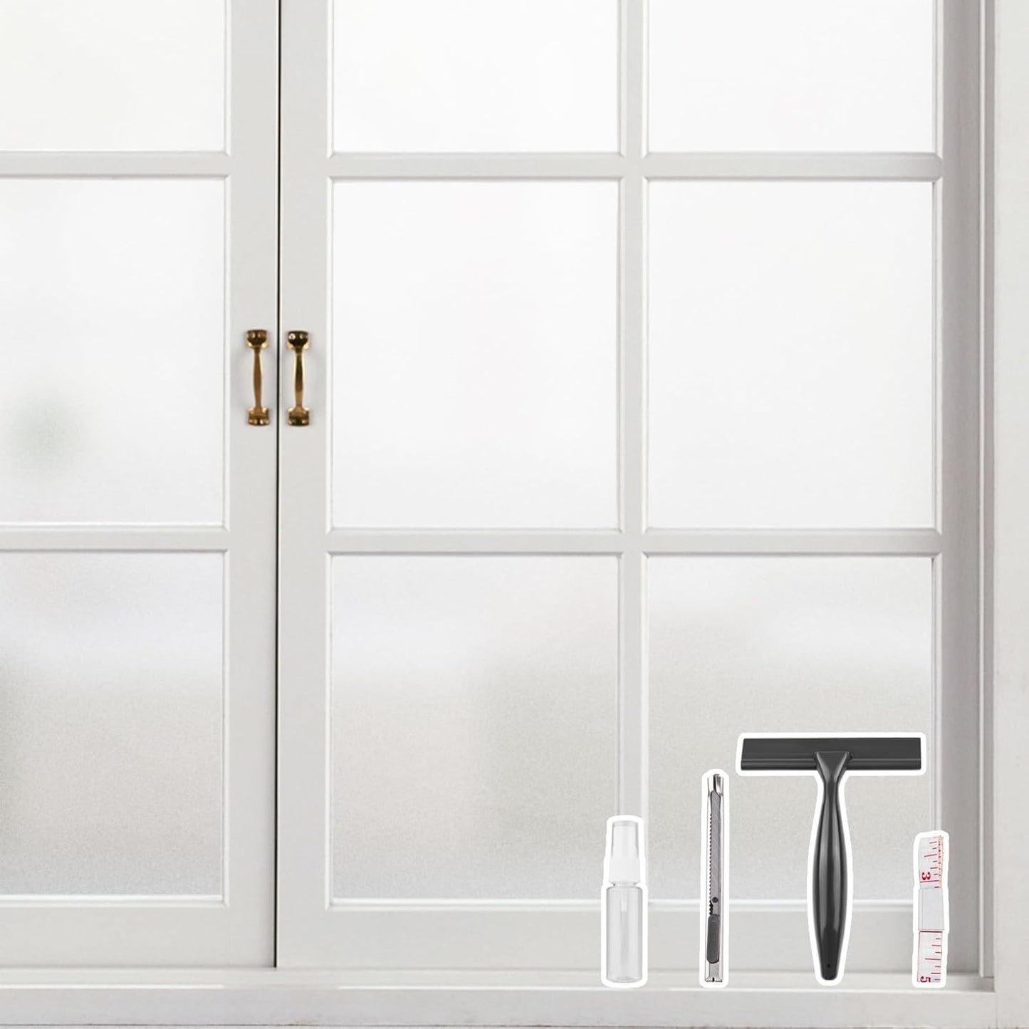 Kromapolis Window Privacy Film Frosted Glass Window Film, Heat Blocking Privacy Film for Glass Windows, Static Cling Non-Adhesive Frosting Window Stickers for Door Home (Frosted, 29.5 x 157.4 inch)