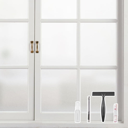 Kromapolis Window Privacy Film Frosted Glass Window Film, Heat Blocking Privacy Film for Glass Windows, Static Cling Non-Adhesive Frosting Window Stickers for Door Home (Frosted, 29.5 x 157.4 inch)