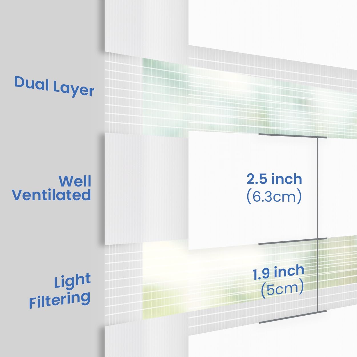 Foiresoft Standard Custom Zebra Roller Blinds for Windows [W10–105 x H10–115 Inch, Pastel_Blue, Basic], Light Filtering Dual Layer Shades for Bedroom, Living Room, Office, 13 Colors