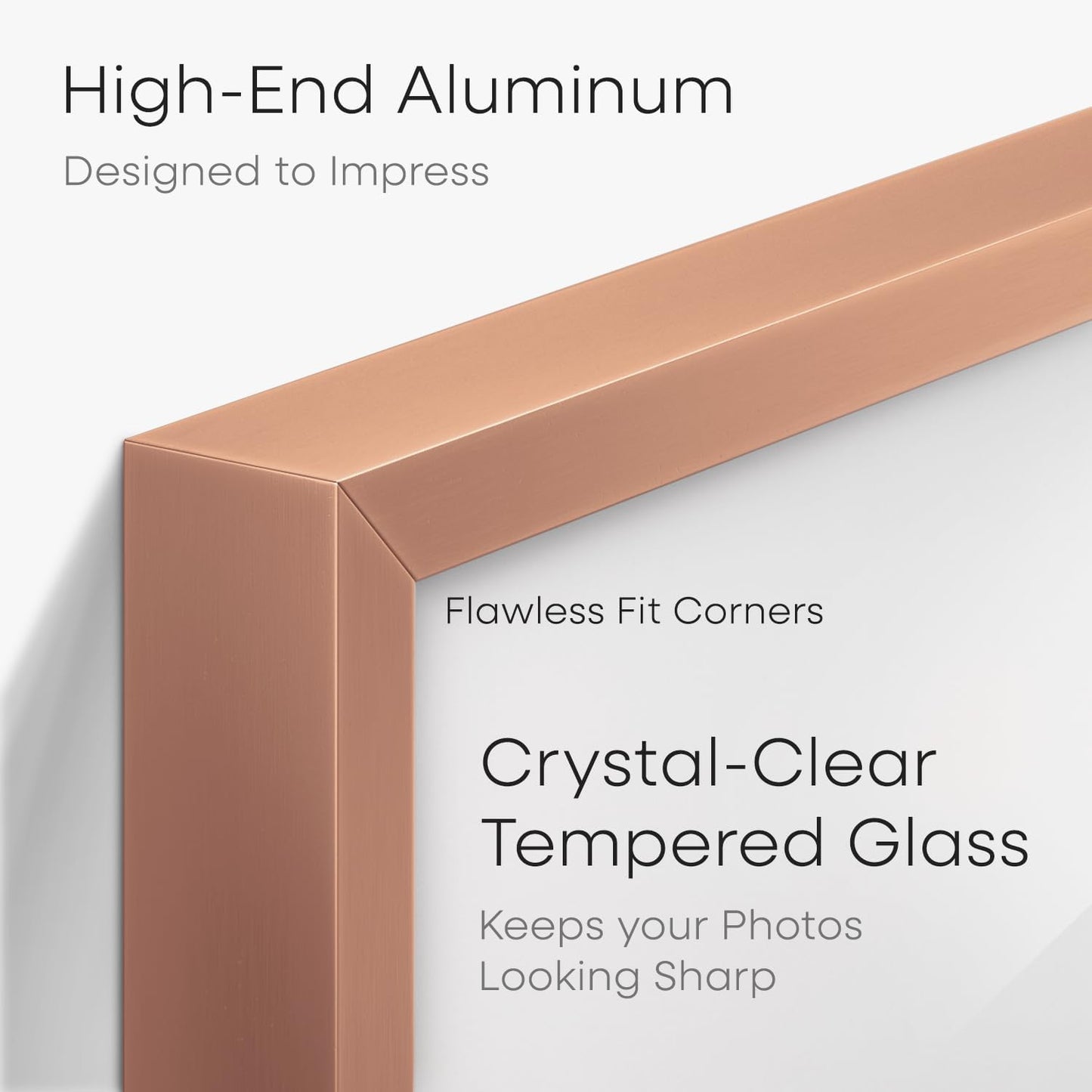 Homeforia 11x11 Rose Gold Picture Frame, High End Metal 11 by 11 Square Frames with Mat 9 x 9 Photo, 11by11 Poster Frame Matted to 9x9 inch Art, Wall Hanging Frames, Tempered Glass, Wall Kit, Set of 1