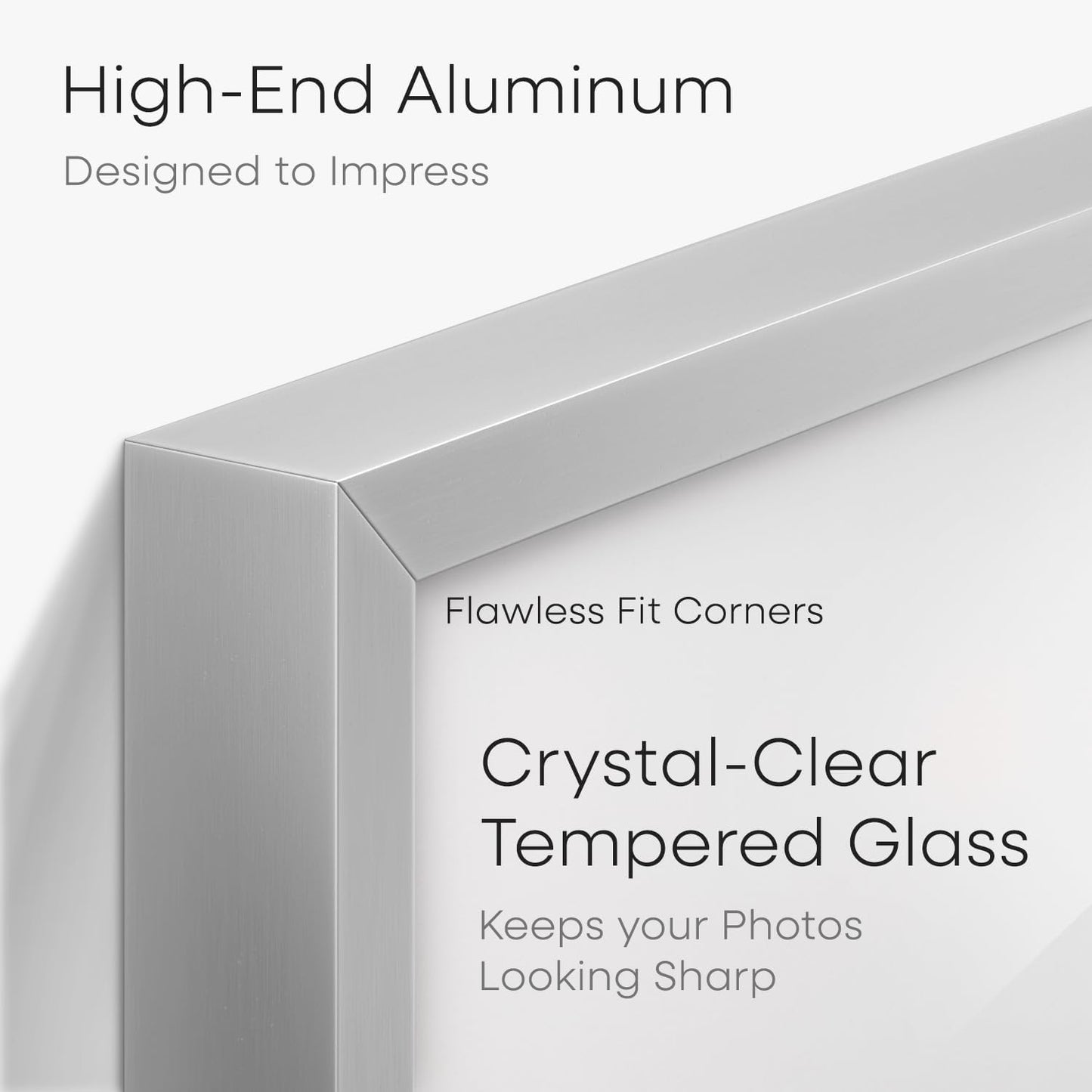 Homeforia 11 x 17 Frame Silver, High End Metal 11x17 Picture Frames with Mat 8x12 for Photo, 11 x 17 Silver Poster Frame Matted to 8 x 12 Print, 17x11 Hanging Frame, Tempered Glass, Wall Kit, Set of 1