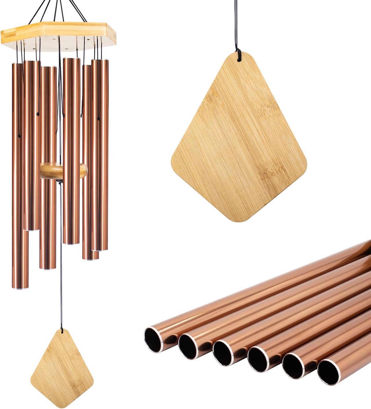 Wind Chimes Outdoor, Deep Tone Memorial Wind Chimes with Hook, Gifts for Mother's Day/Housewarming/Christmas, Patio, Garden, Yard, Home Decor, Copper