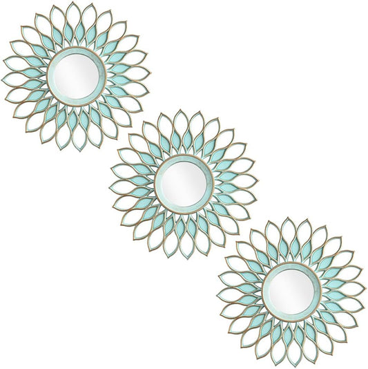 Small Round Decorative Mirrors Pack of 3 for Room & Home | Green Circle Mirrors Modern Wall Decor Gifts for Women & Moms