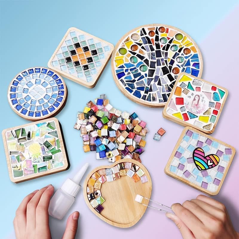 1.1 LB Irregular Crystal Mosaic Tiles,Small Particle Color Decal Crystal Glass Tile DIY Hobbies Children Handmade Crystal Craft for DIY Handmade Decorative Materials (Purple Series)