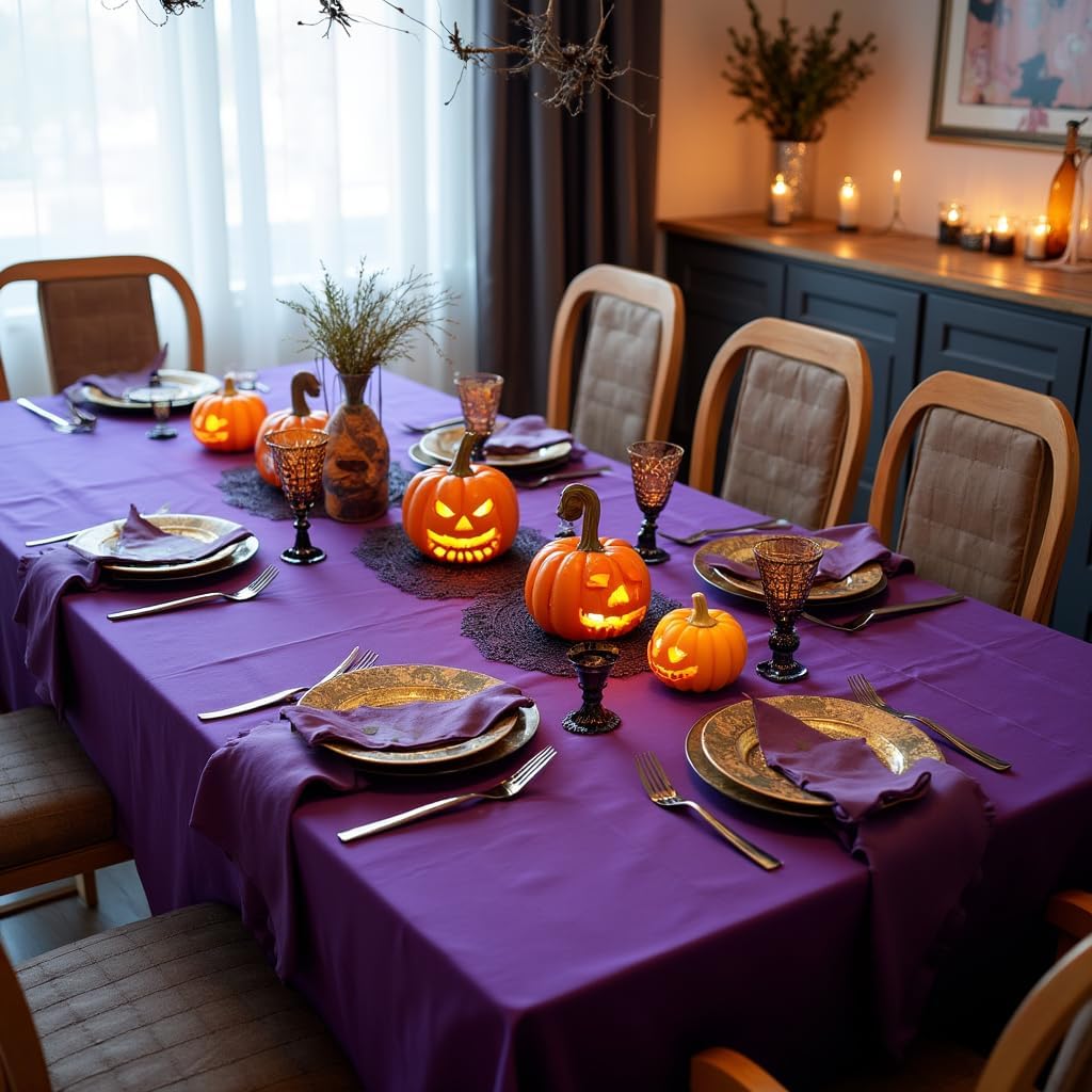 sancua Rectangle Tablecloth - 54 x 108 Inch - Stain and Wrinkle Resistant Washable Polyester Table Cloth, Decorative Fabric Table Cover for Dining Tables, Buffet Parties and Camping, Purple