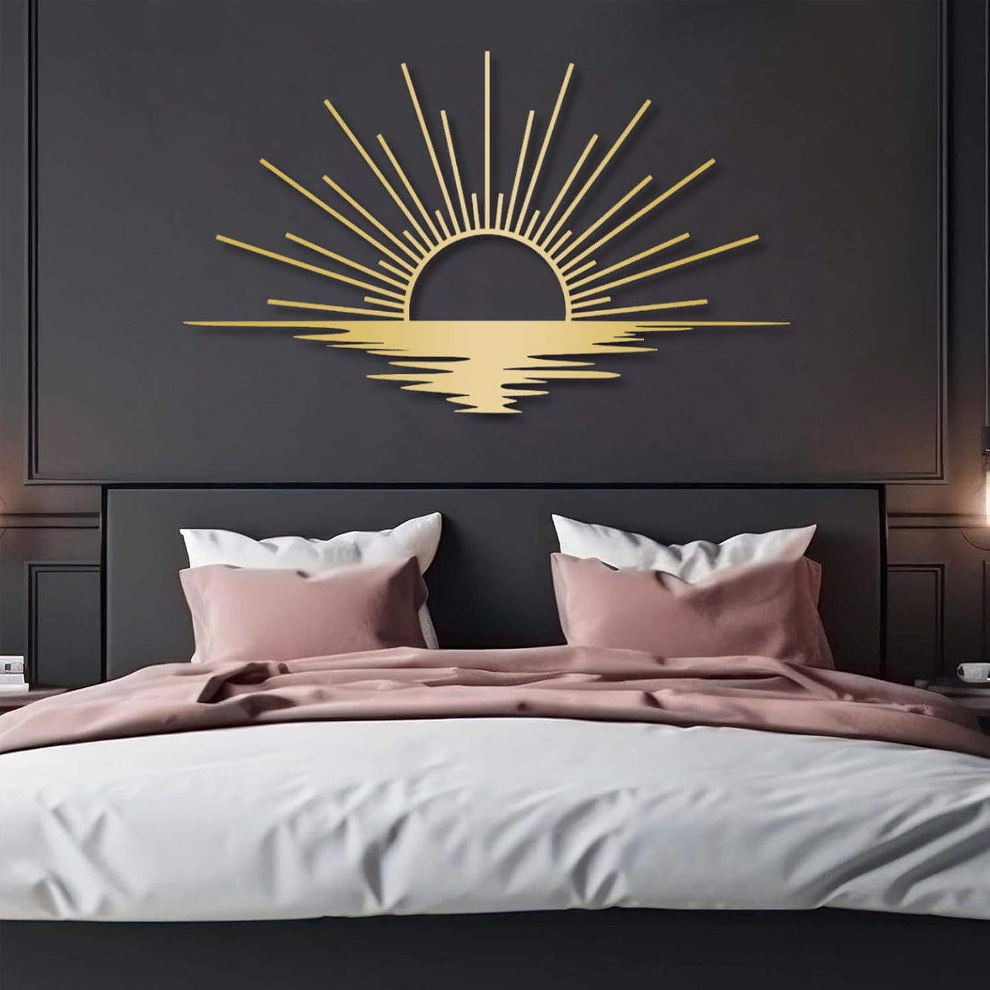 Sunrise Metal Wall Art, Metal Sun Wall Decor, Metal Sun Outdoor Decor, Large Metal Sun Wall Art, Sun Wall Art, Boho Sun Wall Art, Sunshine Metal Sign, Living Room Bedroom Wall Hangings (Silver, 31"x 18"| 80x47cm )