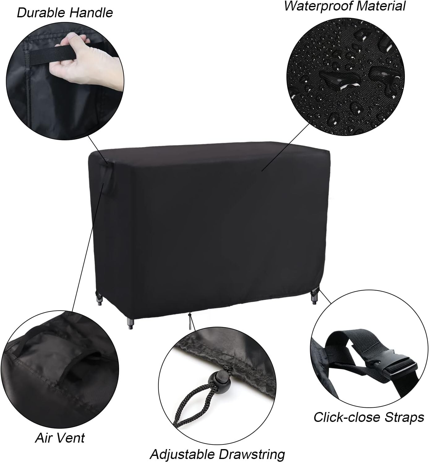 Kingling Outdoor Prep Table Cover for Cart Table, 52 inch Stainless Steel Metal Table Covers Waterproof Protection for Patio Prep Grill Tables - 52''L x 24''W x 35''H