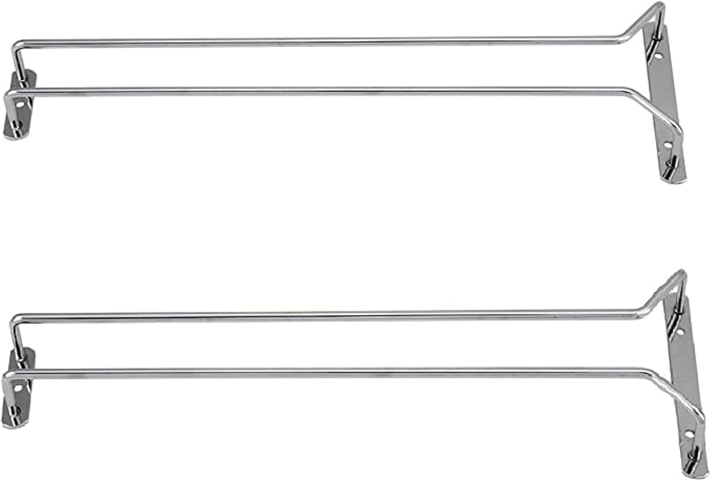 TrueCraftware- 16-Inch Wine Glass Rack Chrome Finish Set of 2- Stemware Rack Wire Hanging Rack Under Cabinet Wine Glass Stemware Holder Glass Storage Hanger Organizer for Kitchen and Bar