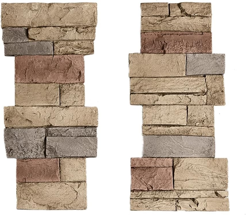 GenStone Faux Stacked Stone Pillar Panel 11.25" x 24" in Desert Sunrise Color for Do It Yourself Friendly Home Improvement Projects