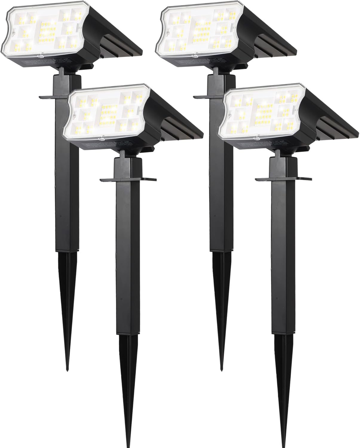 HGGH Solar Lights Outdoor Waterproof IP67, 60 LED 3 Lighting Modes Solar Spot Lights Outdoor for Yard Garden Pathway Landscape, Auto On/Off, Function 2 in 1(Cool White, 4 Pack)