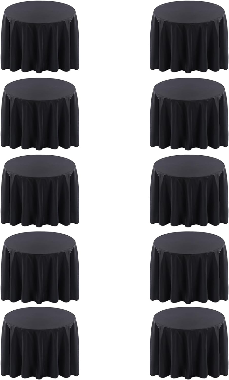Surmente 120 inch Round Tablecloths -10 Pack Black Round Table Cloths, Polyester Fabric Table Covers for Wedding, Party, Banquet, or Restaurant