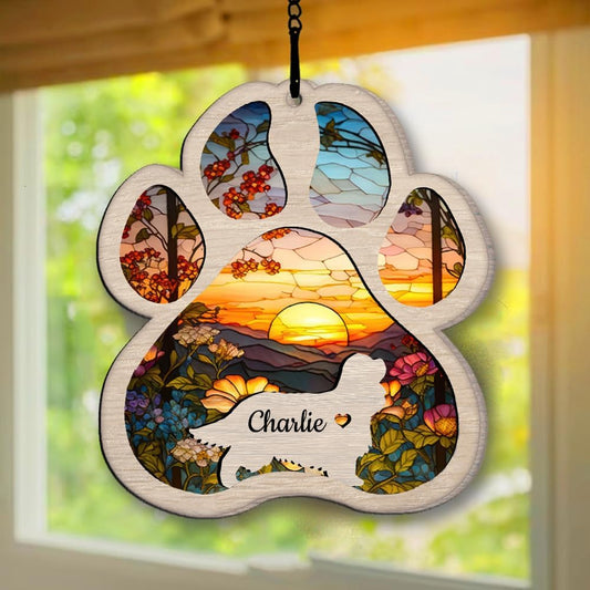 Personalized Cavalier King Charles Spaniel Suncatcher Dog Memorial Gifts, Custom Cavalier King Charles Spaniel Ornament Christmas Tree, Remembrance Gift, Loss of Dog Sympathy Gift, Memorial Ornament