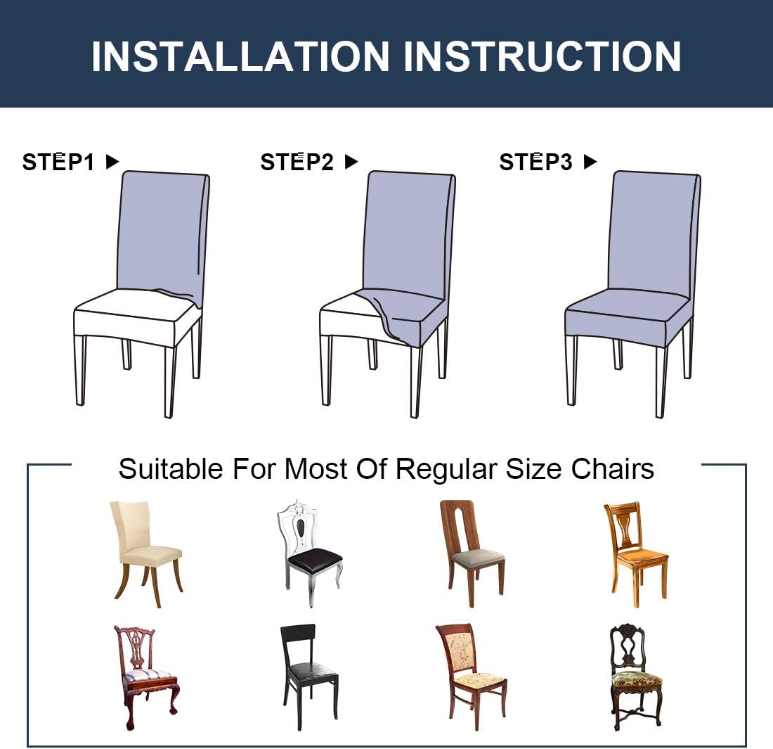 JQinHome 2 Pcs Dining Chair Slipcover,High Stretch Removable Washable Chair Seat Protector Cover for Home Party Hotel Wedding Ceremony