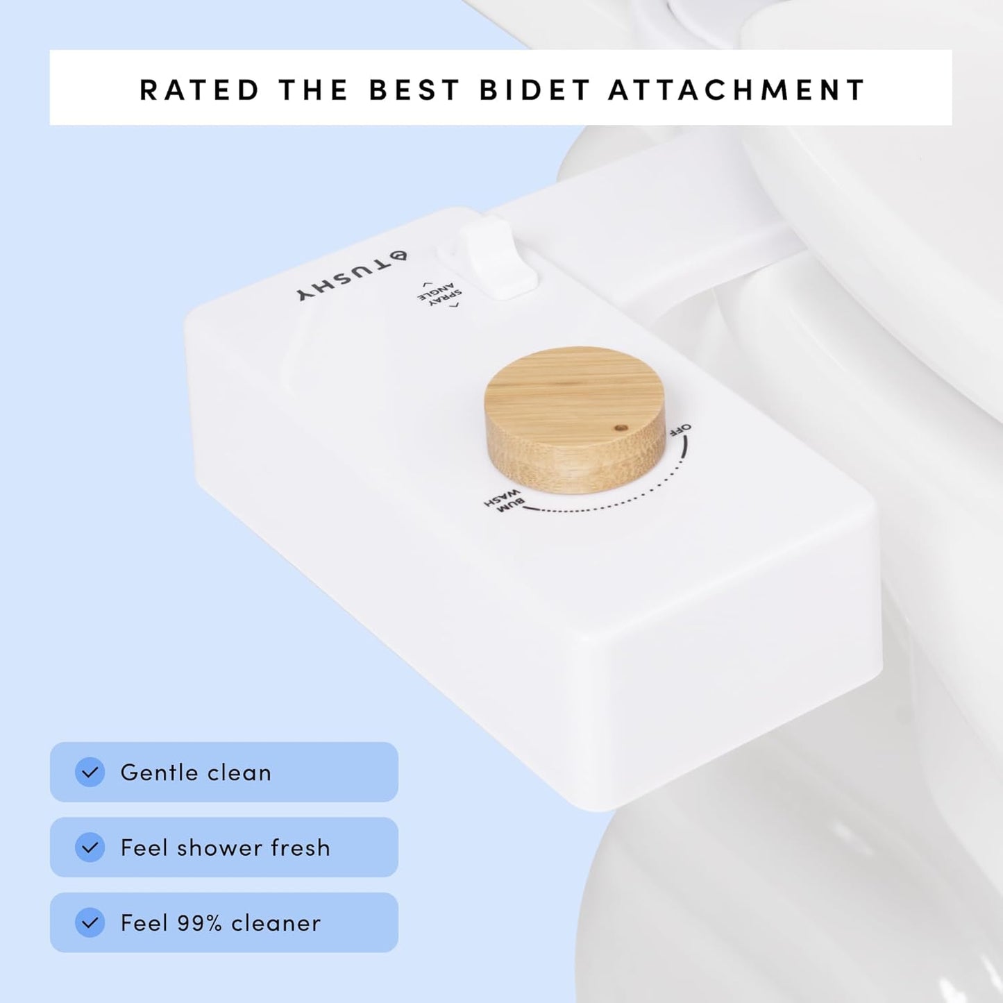 TUSHY Classic 3.0 Bidet Toilet Seat Attachment - A Non-Electric Self Cleaning Water Sprayer with Adjustable Water Pressure Nozzle, Angle Control & Easy Home Installation (Platinum)