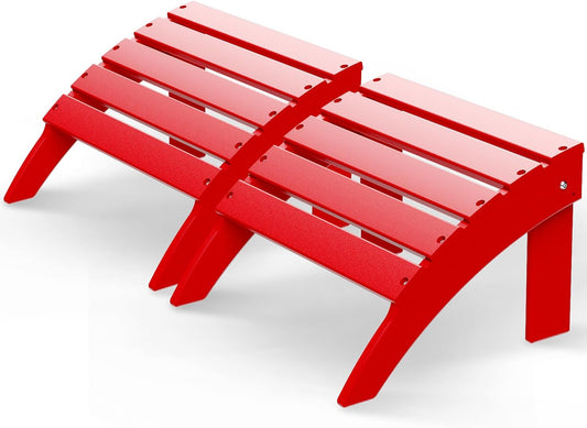 GREENVINES Adirondack-Ottoman | Set of 2 | HDPE Plastic | Outdoor Footrest | All Weather | Foot Rest | Foot Stool | Red | for Adirondack Chair | for Patio Backyard Pool