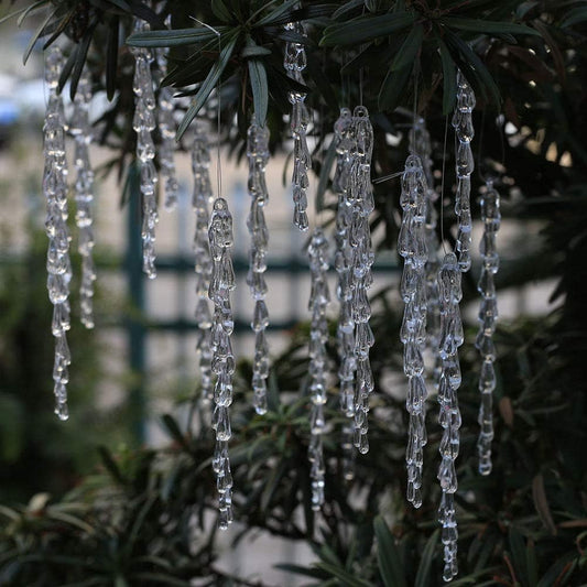 ToBeIT 6.1inch Chrismtas Tree icicles 25Pcs Acrylic Icicles Ornament Set for Chrismtas Decoration(25icicle-6.1inch)