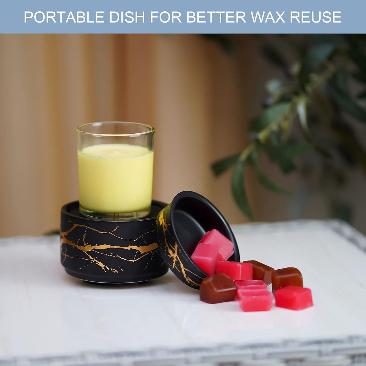 PALANCHY Wax Melt Warmer Ceramic 3-in-1 Oil Burner Electric Candle Wax Warmer Burner Melter Fragrance Warmer for Scented Waxs Home Office Bedroom Aromatherapy Gift& Décor (White& Black(2 Pack))