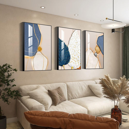 Wall Art Set of 3 Frames Canvas Wall art Decor Abstract Minimalism Natural Style Art Mural Posters & Prints, large Size Wall Art Aesthetics Living room Bedroom Kitchen Office (32 "X 24" X 3 pieces)