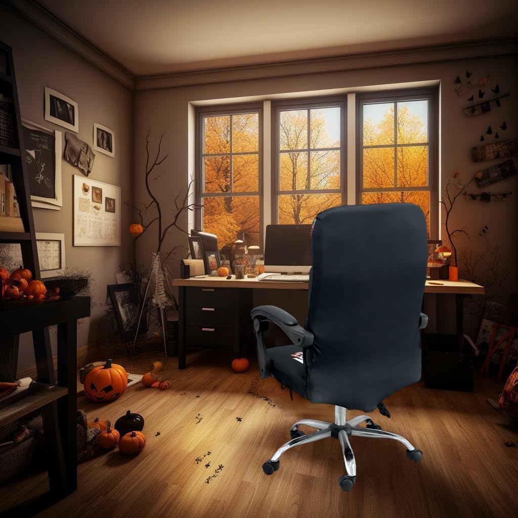 Halloween Office Chair CoversHorror Bloody Handprints Footprints on White Horror Theme Print Stretchable Slipcover for Modern Simplism Style High Back Boss Chair(No Chair) (Halloween08, M)…