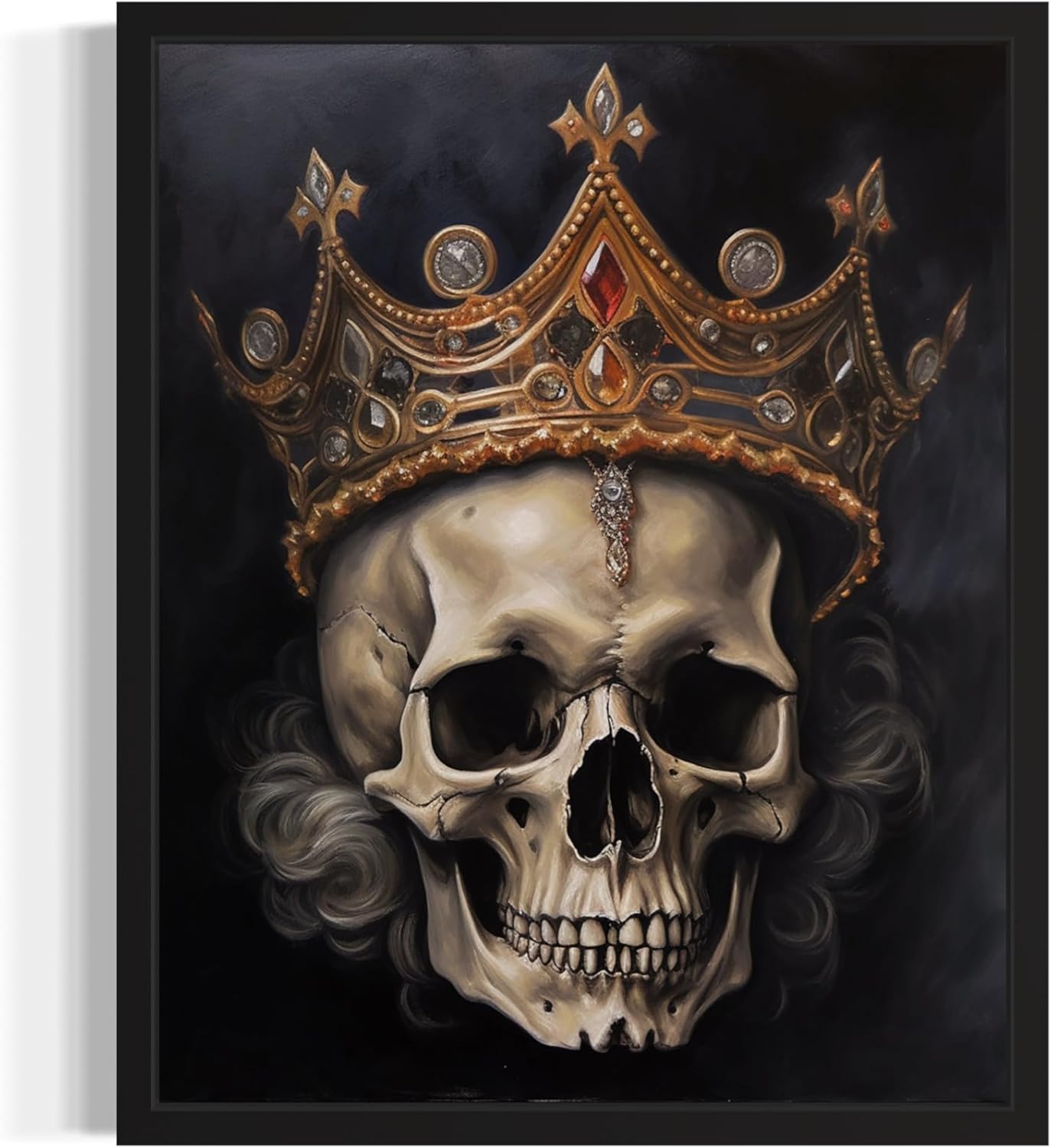 Skull Queen Poster Art Print, Halloween Scary Vintage Wall Art Academia Spooky Painting Decoration for Horror Prints, Gothic Posters Bedroom Decor 89 (Skull Queen, 16 x 20 inches, Black Frame)