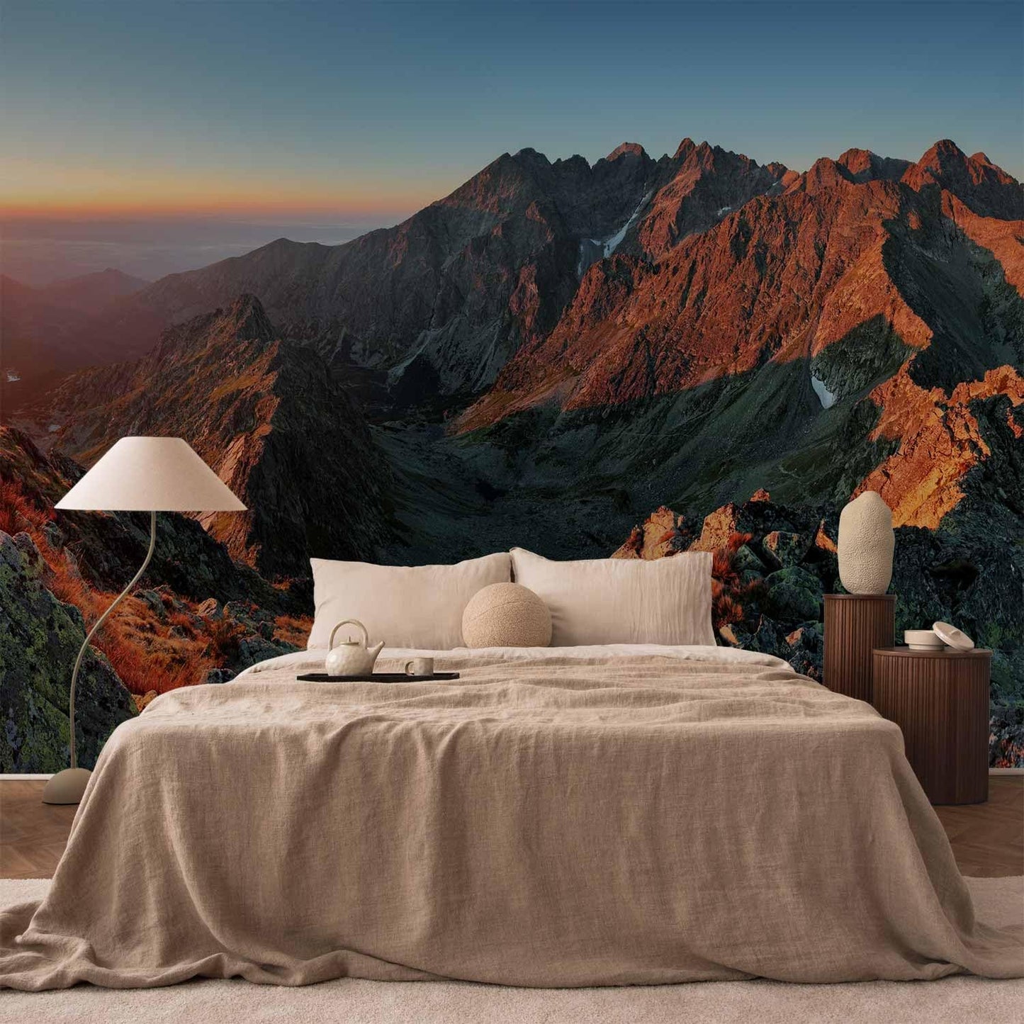 artgeist Wall Mural Peel and Stick Landscape 212x98 in - XXL Self-Adhesive Corner Wallpaper Removable Large Sticker Foil Angle Wallpaper Wall Decor Print Sun Nature Mountains c-B-0471-a-a