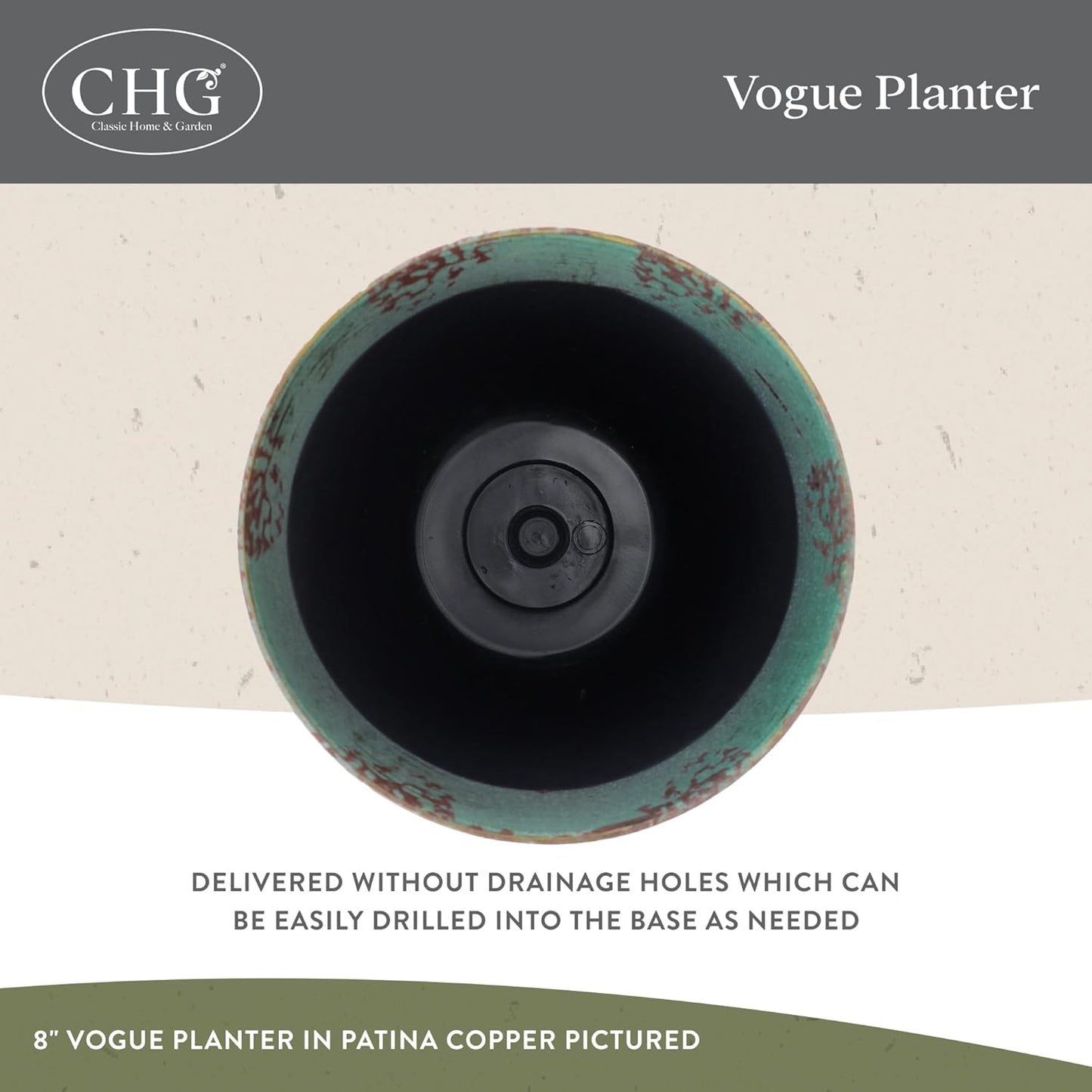 Classic Home and Garden Vogue Planter Pots w/Pottery Quality Finish - Modern Indoor & Outdoor Flower Pots - UV-Resistant Porch Planters - Decorative Pot for Flowers & Herbs (8” Burnished Rust)