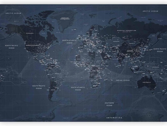 artgeist Premium Wall Mural World Map 98x69 in - XXL Non-Woven Wallpaper Fleece Wall Decor Photo Print Picture Image Design Home Map of The World k-A-0123-a-a
