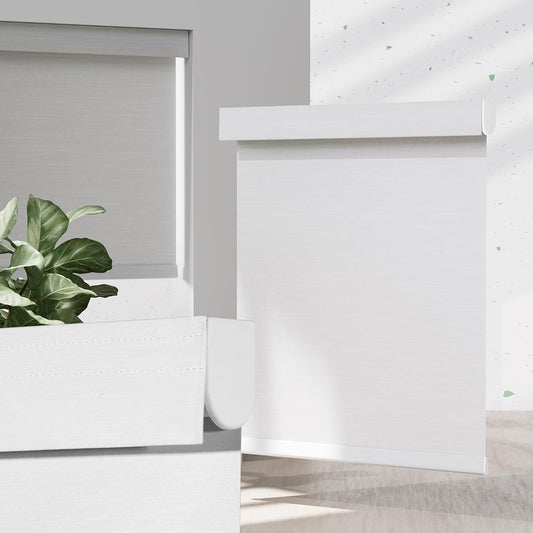 Blackout Roller Shades for Indoor Windows, Cordless Jacquard Fabric-Matched Roller Blinds, Easy to Install Privacy UV Protection Roll Up Blinds for Home Office, Pure White, 30" W x 72" H