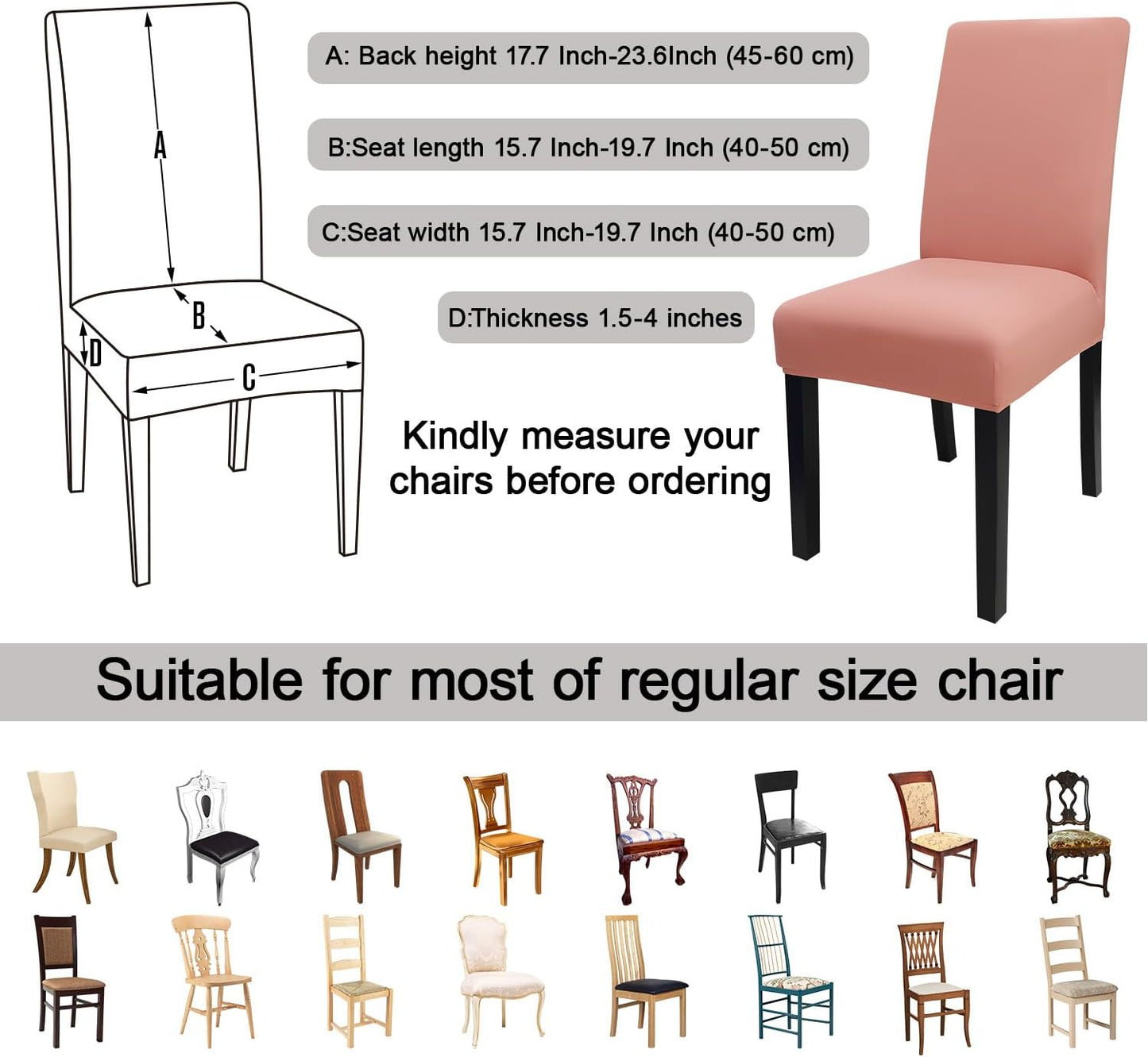 JQinHome Terra Cotta Chair Covers for Dining Room Set of 2, High Stretch Removable Washable Parsons Chair Slipcover for Home Party Hotel Wedding Ceremony (2PCS,Terra Cotta)