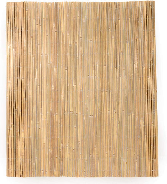 Mininfa Natural Bamboo Slat Screening, Eco-Friendly Privacy Slat Fence, Bamboo Screen Panel Roll for Balcony or as Wind and Sight Protection (2m x 4m)