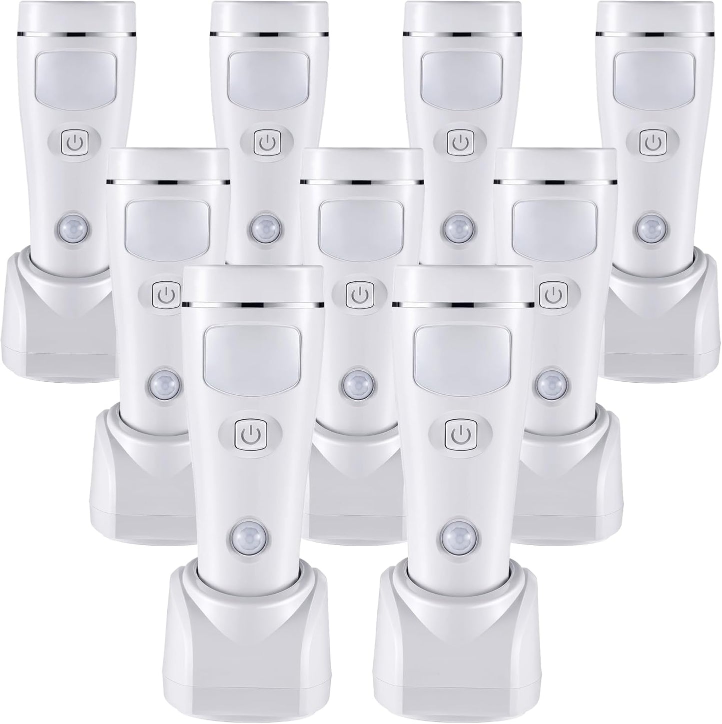 Enhon 4 in 1 LED Emergency Lights for Home Power Failure, 9 Pack Rechargeable Plug in Flashlight Motion Sensor Night Light, Automatic Turn On Power Outage Light for Home Hurricane Supplies(White)
