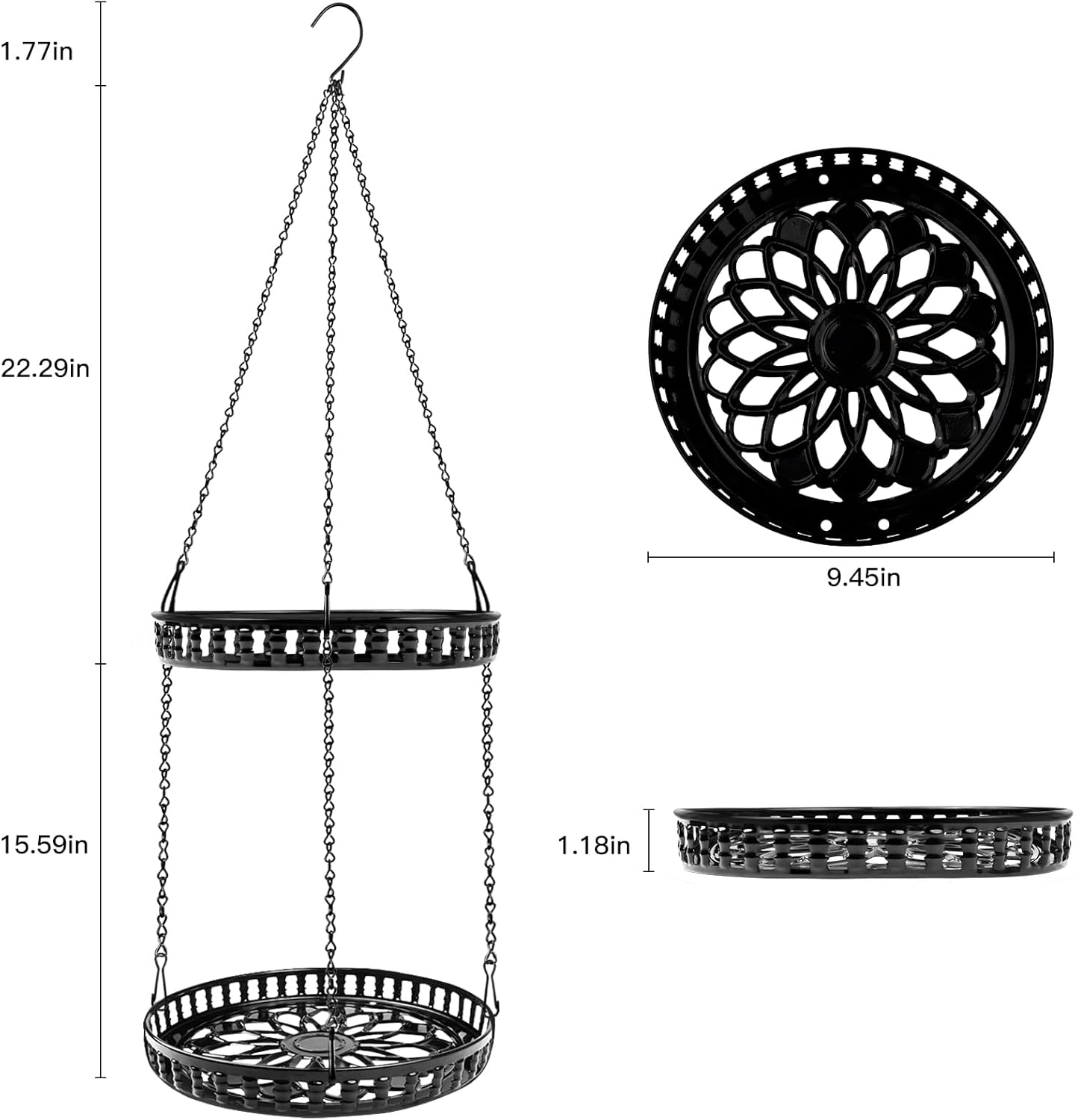Plant Hanger Indoor Outdoor, 2 Tier Hanging Planter Plant Shelf, Metal Hanging Plants Holder for Indoor Outdoor Plants
