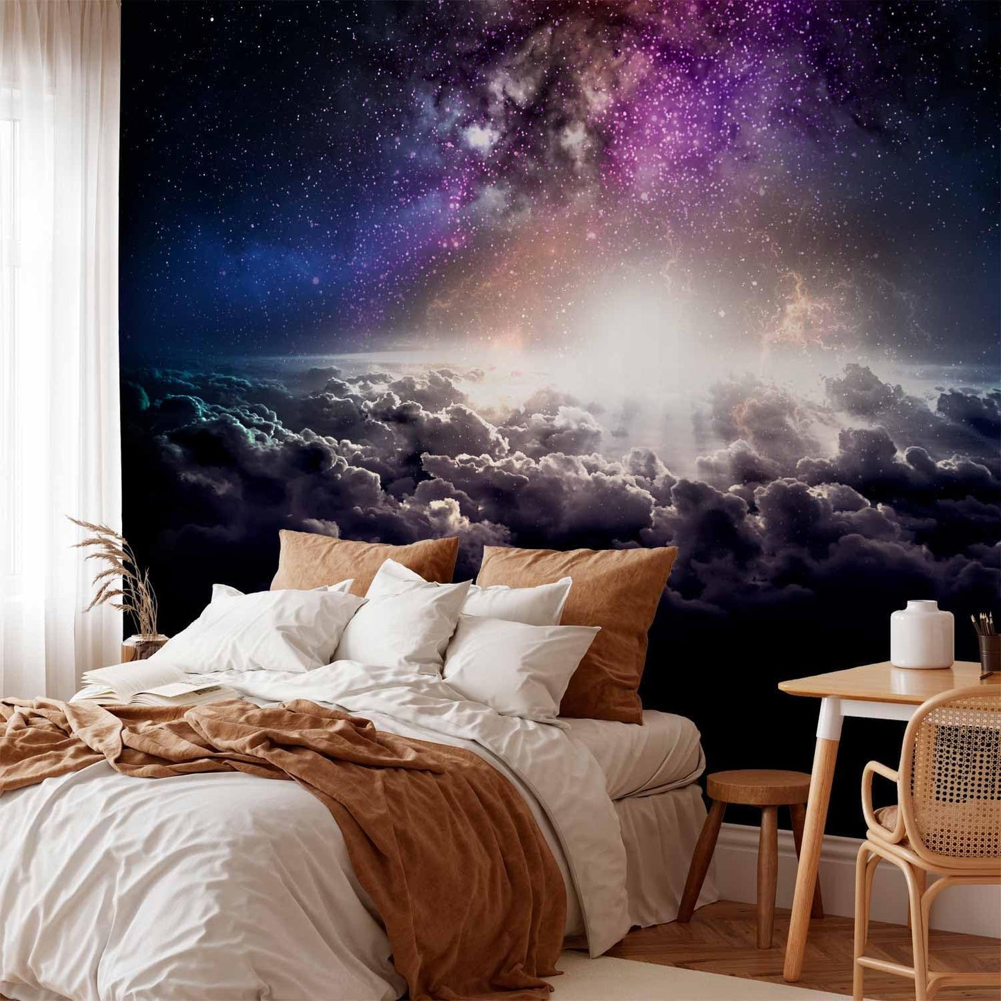 artgeist Premium Wall Mural Galaxy 197x138 in - Non-Woven Wallpaper Fleece Wall Decor Photo Print Picture Image Design Home Mural Cosmos Sky Star Cloud Purple i-A-10009-a-a