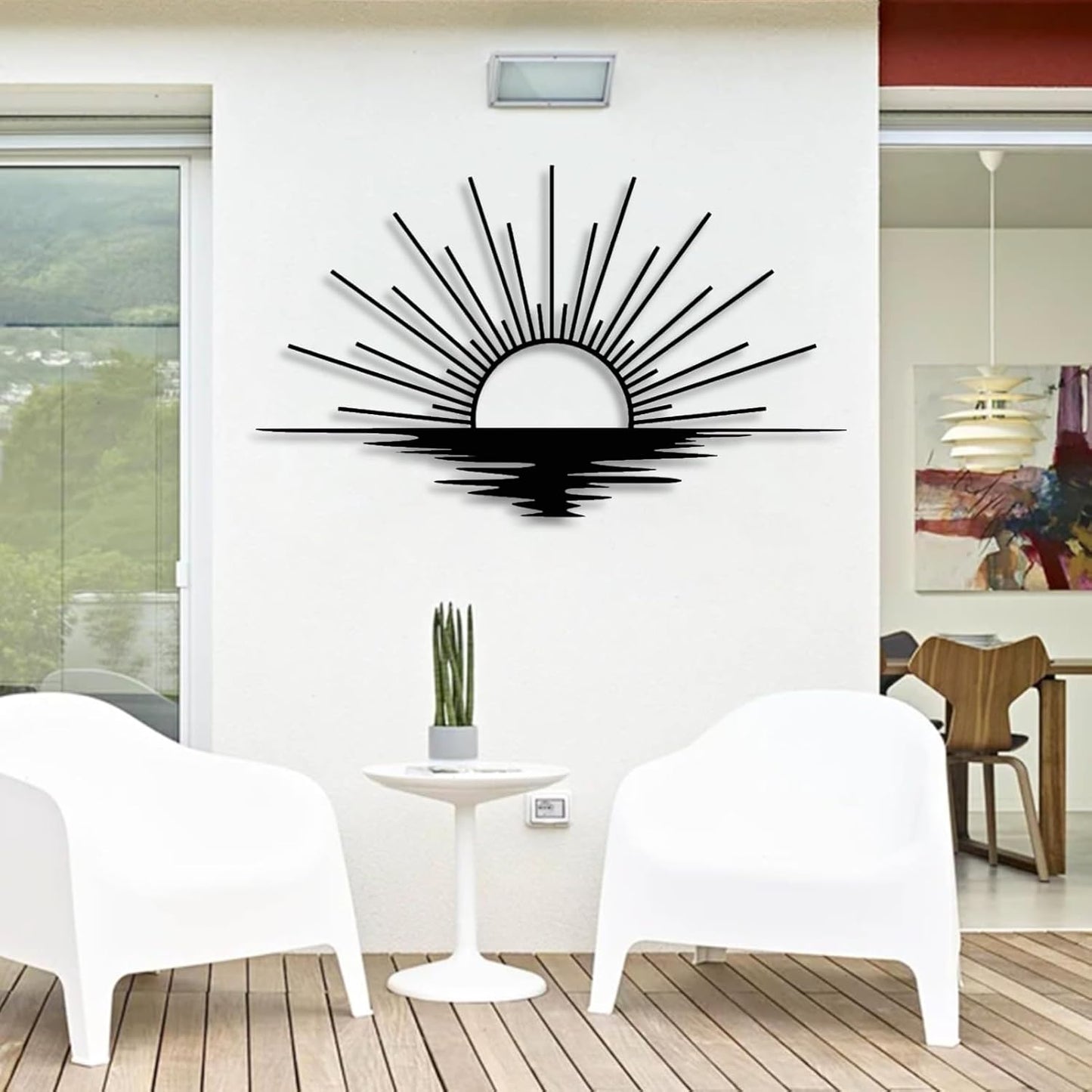 Sunrise Metal Wall Art, Metal Sun Wall Decor, Metal Sun Outdoor Decor, Large Metal Sun Wall Art, Sun Wall Art, Boho Sun Wall Art, Sunshine Metal Sign, Living Room Bedroom Wall Hangings (Gold, 29"x 17"| 76x45cm )