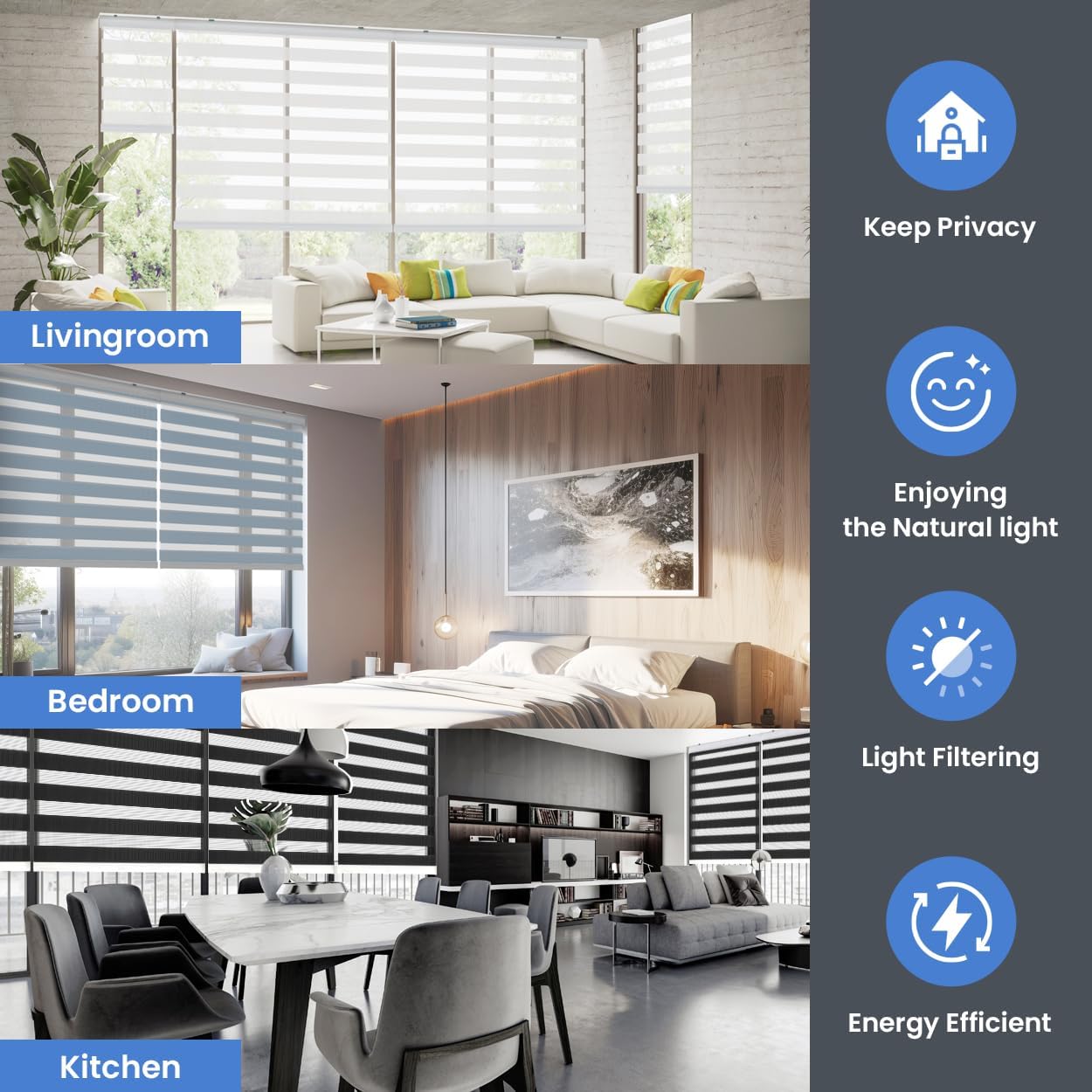 Foiresoft Standard Custom Zebra Roller Blinds for Windows [W10–105 x H10–115 Inch, Ivory, Basic], Light Filtering Dual Layer Shades for Bedroom, Living Room, Office, 13 Colors
