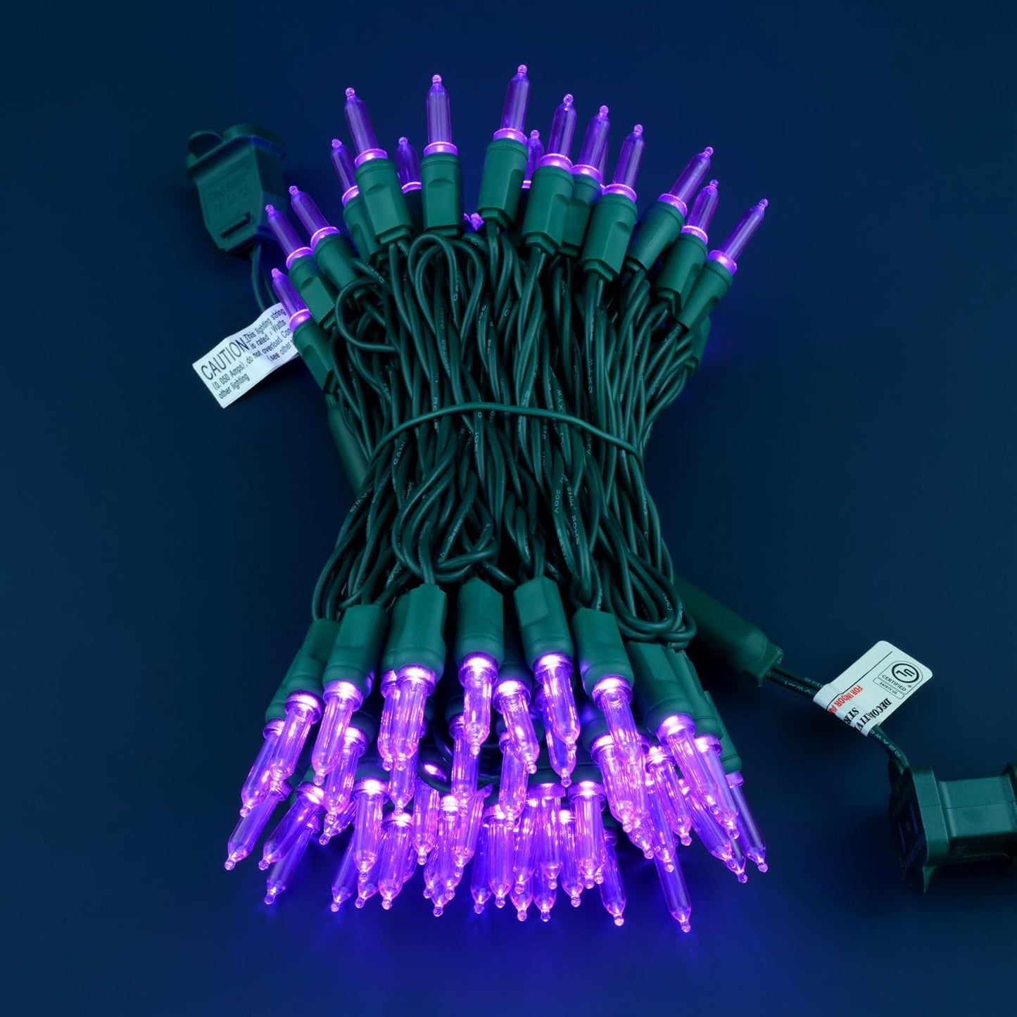 100 Purple One-Piece LED Christmas Lights, 33 ft Green Cord High Waterproof UL Certified T5 Outdoor String Lights (Purple)