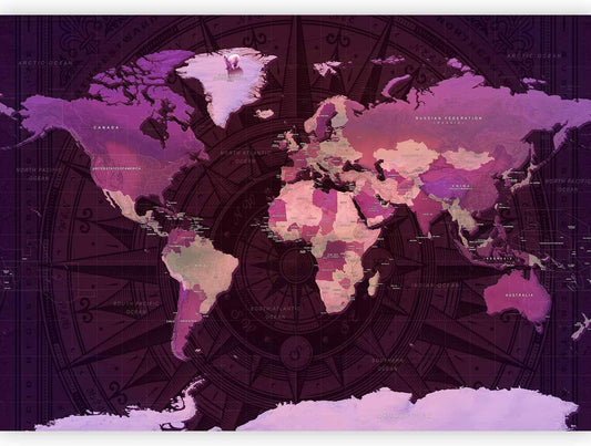 artgeist Premium Wall Mural World Map 157x110 in - XXL Non-Woven Wallpaper Fleece Wall Decor Photo Print Picture Image Design Home Map of The World k-A-0273-a-a