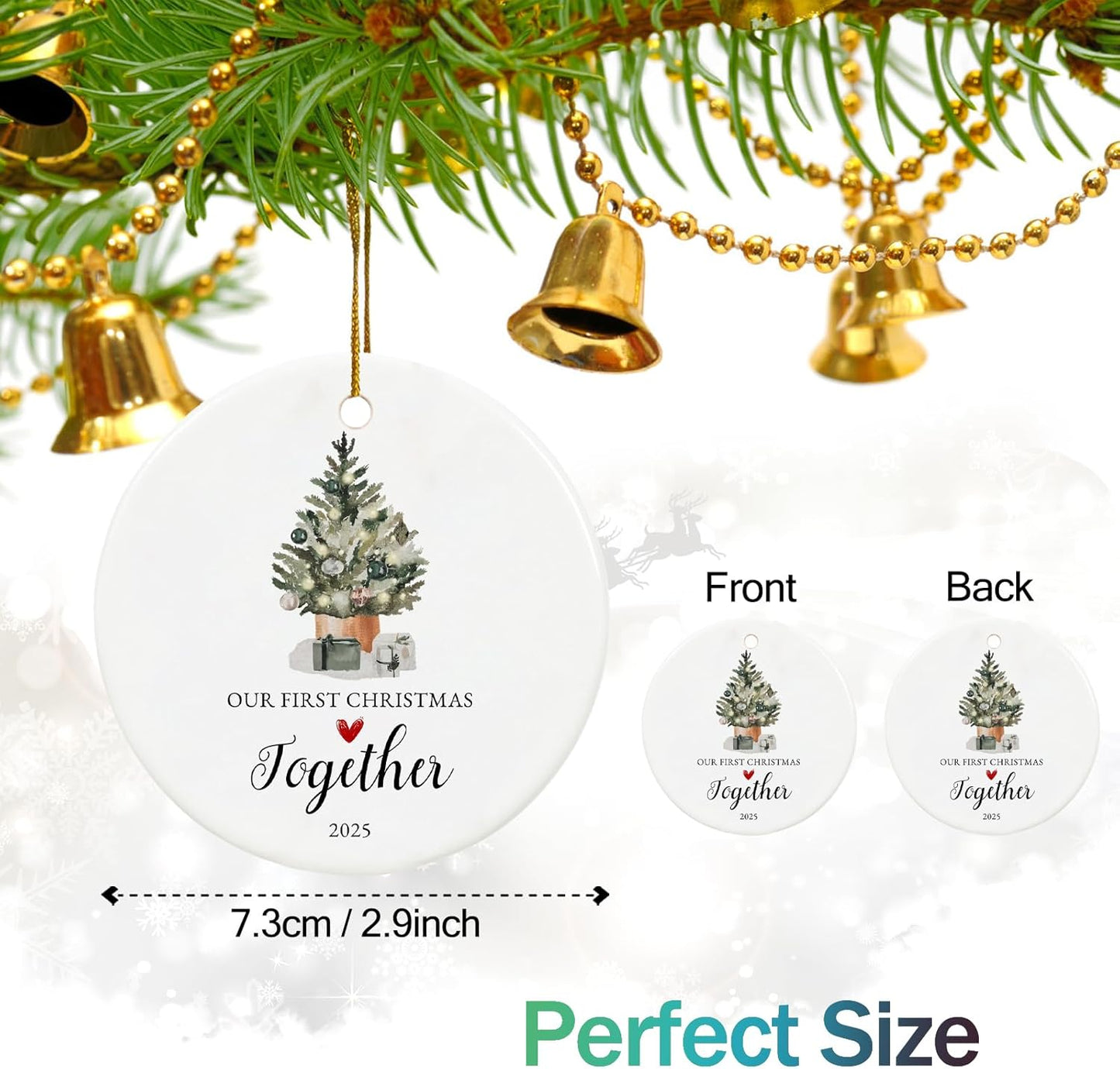 Our First Christmas Together Ornament 2025,Our First for Couple, Ceramic Keepsake 1st Christmas Together Ornaments with Ribbon and Gift Box