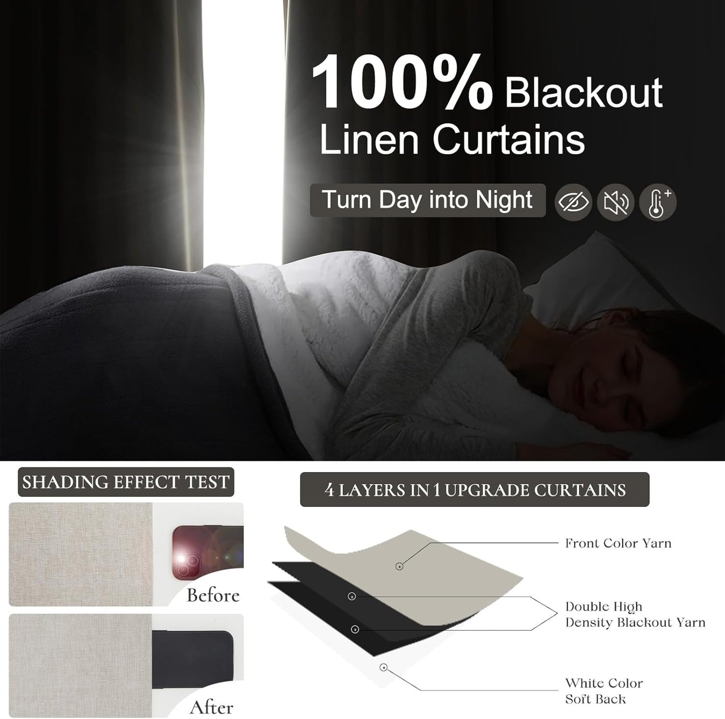 Custom 105 Inch Curtains for Nursery, Cute Extra Long 100 Percent Blackout Kids Curtains 2 Panel Set Natural Ivory Cotton Linen Window Drapes Pinch Pleated Thermal Insulated Aesthetic Baby Room Burgs