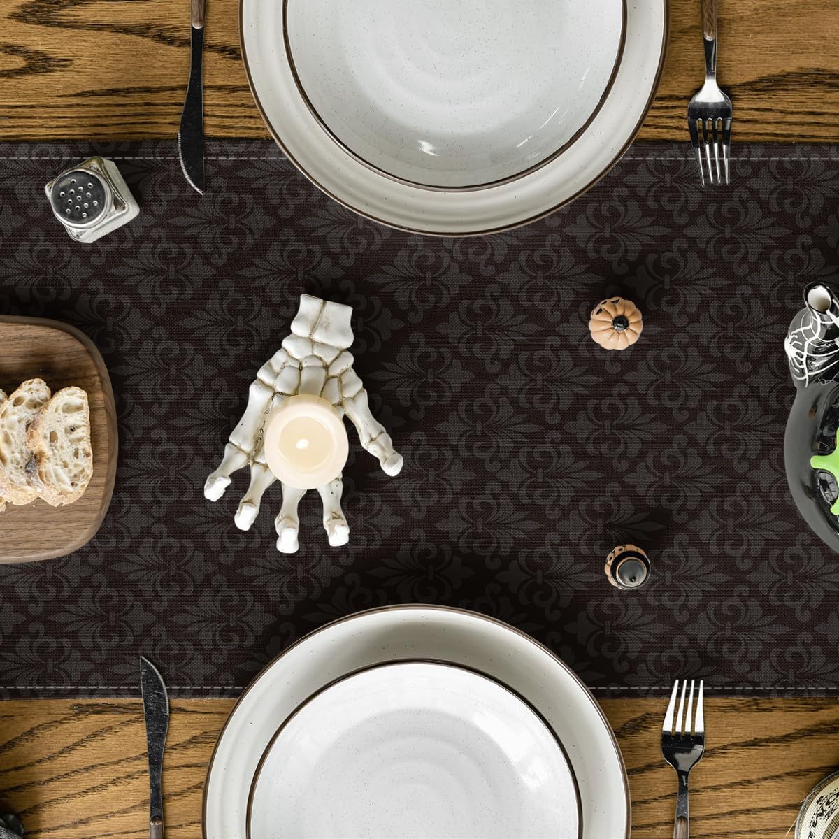 Artoid Mode Black Cat Pumpkins Boo Halloween Table Runner, Trick Or Treat Seasonal Kitchen Dining Table Decoration for Home Party Decor 13x120 Inch