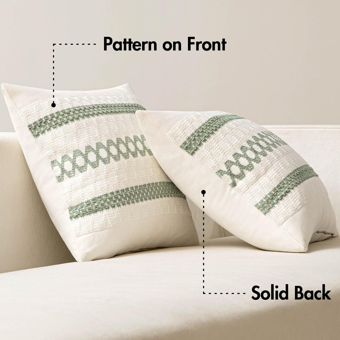 MIULEE Set of 2 Sage Green Boho Decorative Pillow Covers 20x20 Inch Farmhouse Rustic Couch Throw Pillows Modern Summer Cotton Cushion Covers Retro Cute Macrame Woven Home Decor for Bed Sofa Chair
