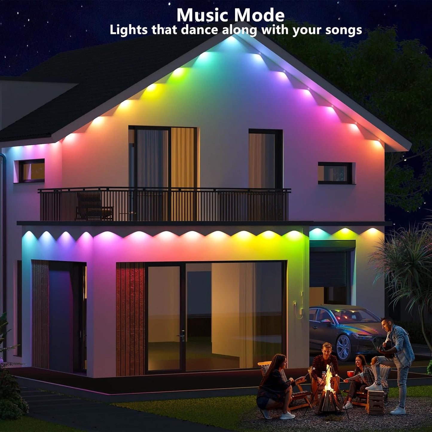 Permanent Outdoor Lights,300ft RGB + IC Smart LED Eaves Lights with App & Remote Control, IP67 Waterproof,for Christmas and All Holiday Decor,Daily and Accent Lighting,House Roof and Garden Lighting