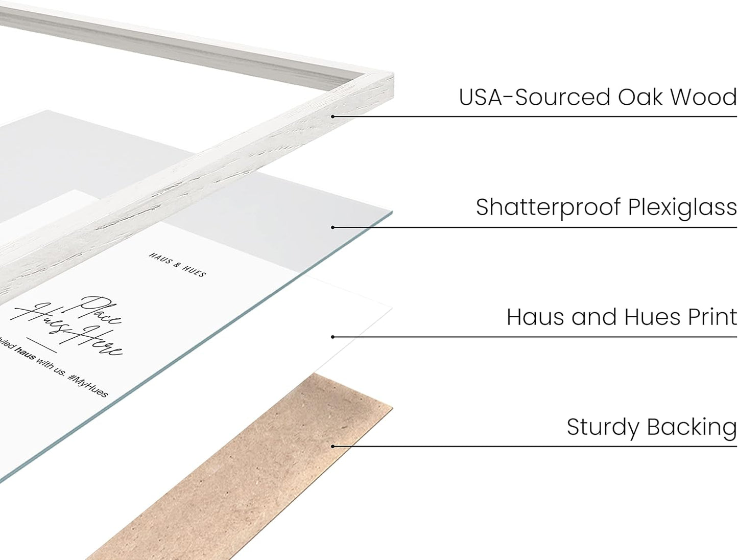 HAUS AND HUES Picture Frames 16x24 - Set of 4 16x24 Picture Frames for Wall, Poster Frames 16x24, 16 x 24 Gallery Wall Frame Set, 16 by 24 Picture Frame Natural Wood Frame (White Frame)