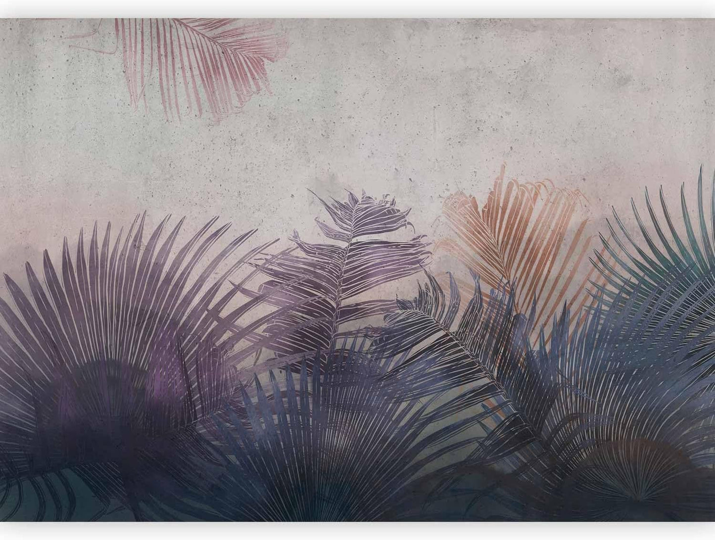 artgeist Wall Mural Jungle 154x110 in - XXL Peel and Stick Self-Adhesive Wallpaper Removable Large Sticker Foil Wall Decor Print Picture Image Design Leaves Botanical Nature Purple Grey b-A-0827-a-a