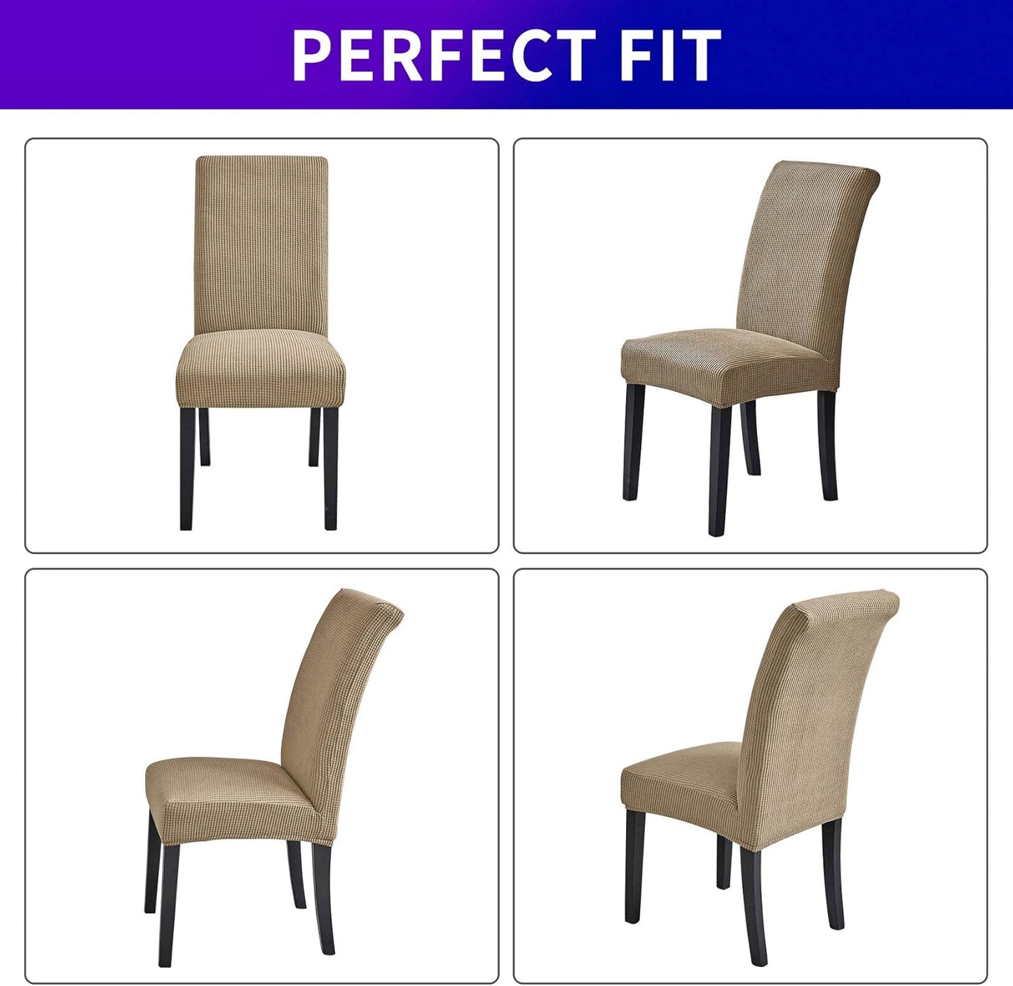 Howhic Stretch Chair Covers for Dining Room Set of 2, Removable Washable Dining Room Chair Covers, Dining Chair Slipcovers Seat Protector, Great Home Decor and Banquet Upholstery (Tan, 2 Pack)