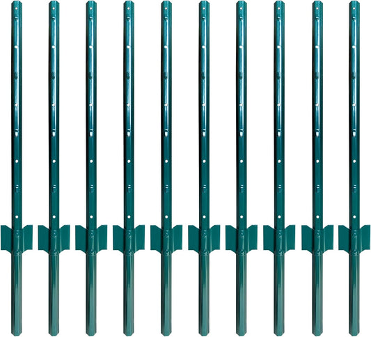 ARIFARO Sturdy Duty Metal Fence Posts 3 Feet,Pack of 10, 3-4-5-6-7 Feet No Digging Garden U Post for Wire Fencing Steel Fencing Poles for Yard, Outdoor