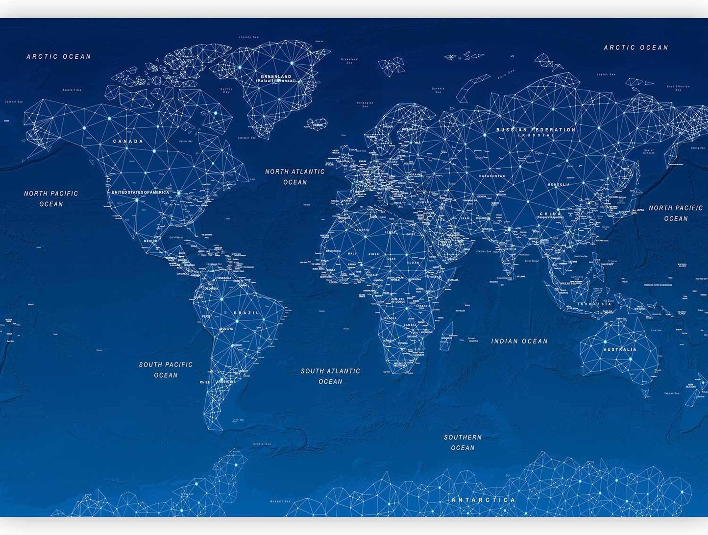 artgeist Premium Wall Mural World Map 98x69 in - XXL Non-Woven Wallpaper Fleece Wall Decor Photo Print Picture Image Design Home Map of The World k-A-0125-a-a